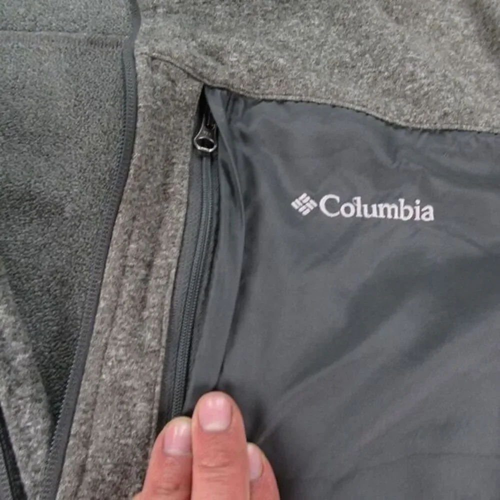 Columbia Sweater Mens Large Gray Zip Pocket 1/2 Zip Fleece Pullover Outdoor Golf